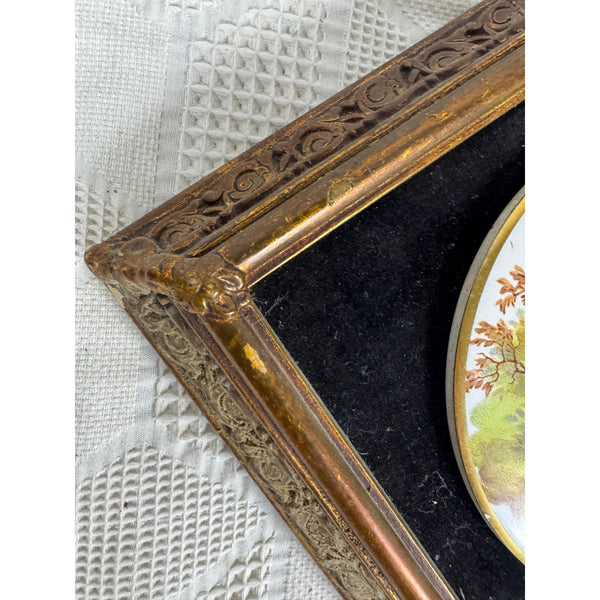 Pair Of Framed Limoges Porcelain Plaques By Fragonard Depicting Romantic Scenes