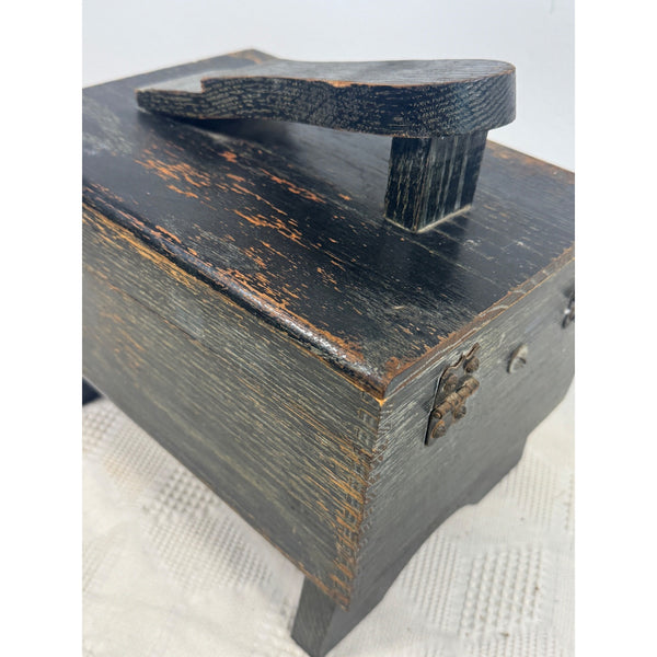 Vintage Griffin Shinemaster Wooden Shoe Shine Box With Brass Clasp and Footrest
