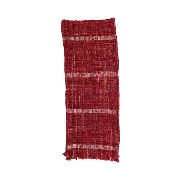 Woven Wool Blend Slub Table Runner red