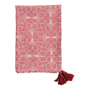 Cotton Printed Tablecloth w/ Pattern & Tassels