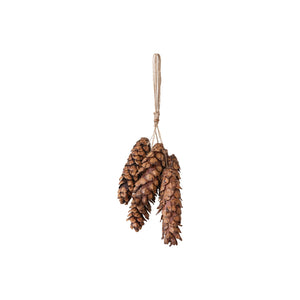 Dried Natural Pinecone Bunch w/ Jute Rope Hanger