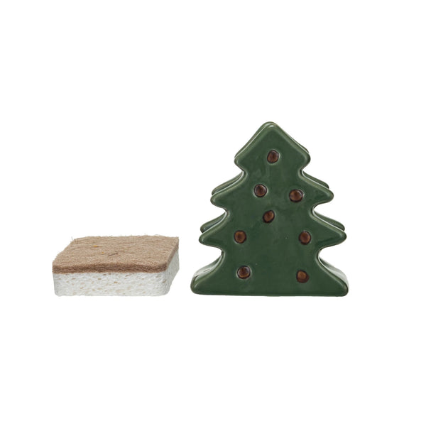 Stoneware Christmas Tree Sponge Holder