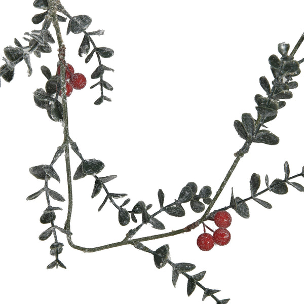 Faux Boxwood Garland w/ Red Berries