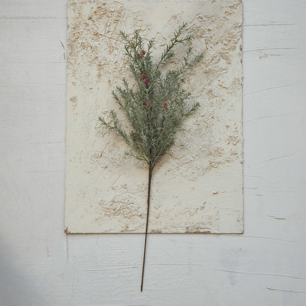 Faux Evergreen Pick w/ Red Berries