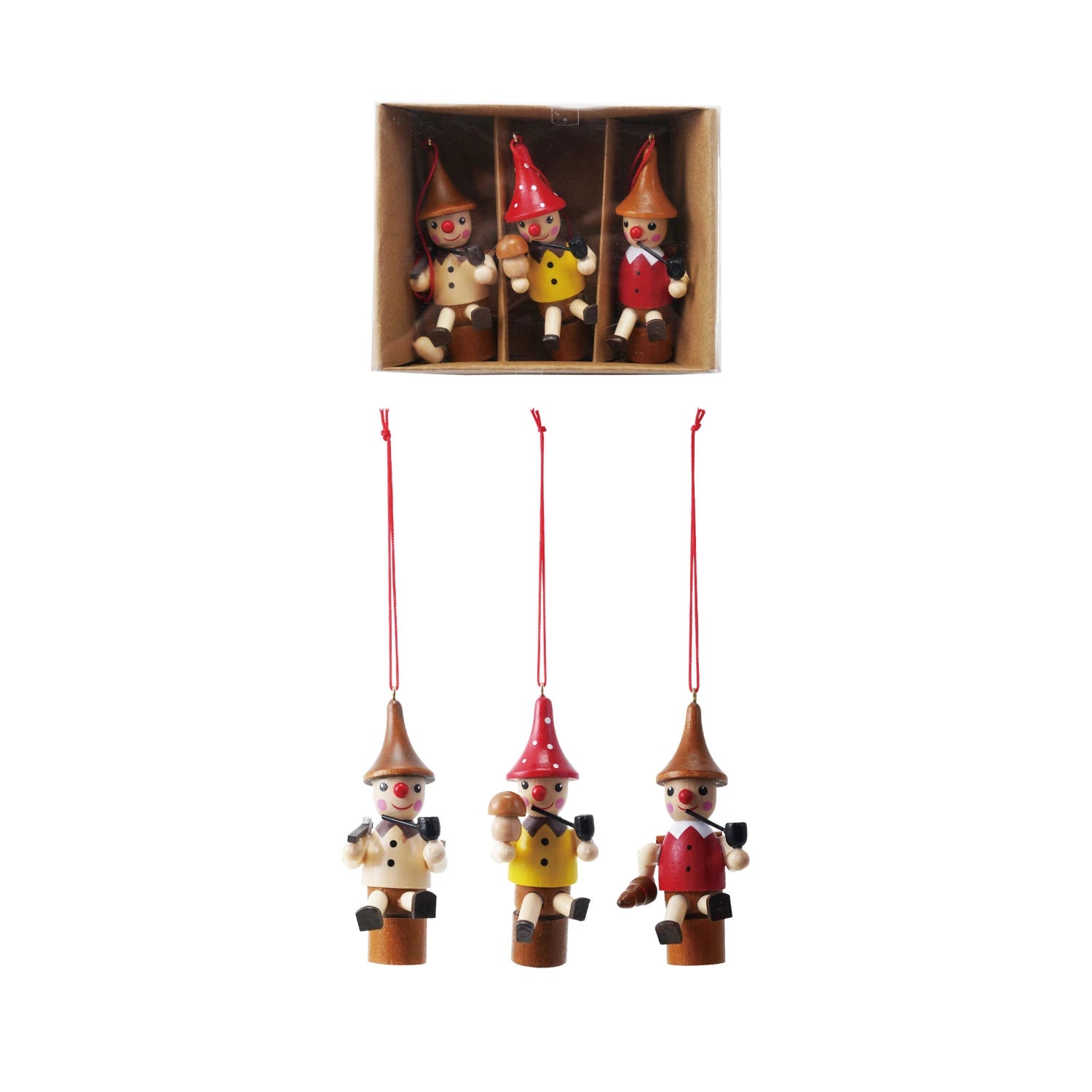 1-3/4"H Wood Woodsman Ornaments