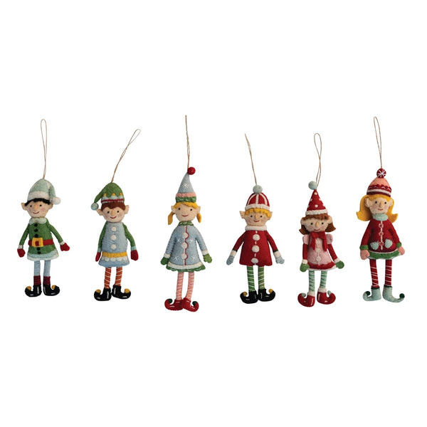 Handmade Wool Felt Elf Ornament with Embroidery