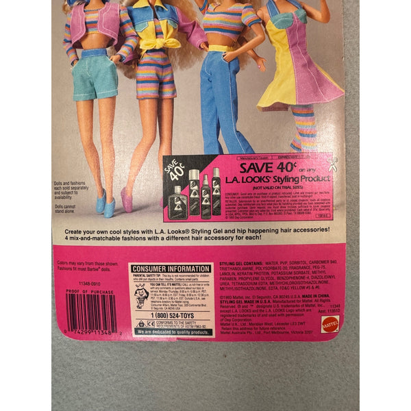 Barbie Happening Hair L A Looks Gel Fashion Doll Outfit Mattel Vintage 1993 NWB