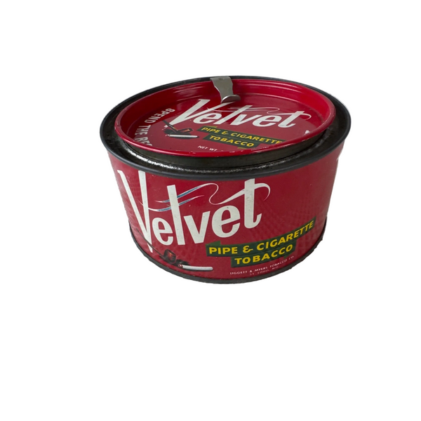 Velvet Pipe and Cigarette Tobacco Red Tin 7 Oz Vintage Collectible With Lid