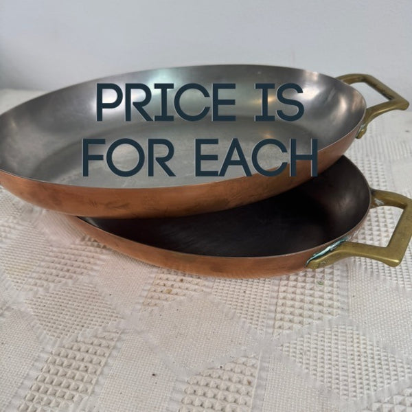 Paul Revere Limited Edition Oval Copper Au Gratin Pan With Brass Handles c1967