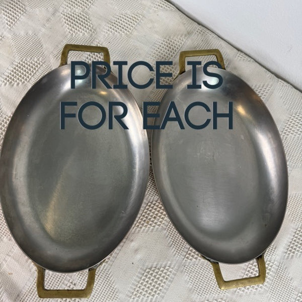 Paul Revere Limited Edition Oval Copper Au Gratin Pan With Brass Handles c1967