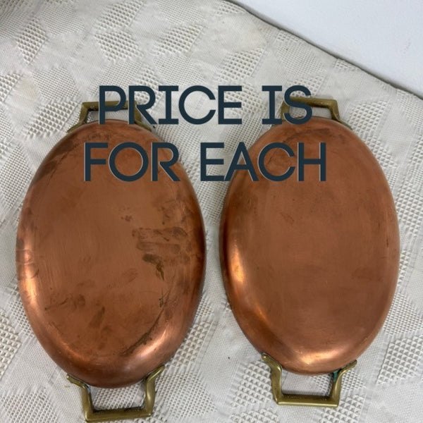 Paul Revere Limited Edition Oval Copper Au Gratin Pan With Brass Handles c1967