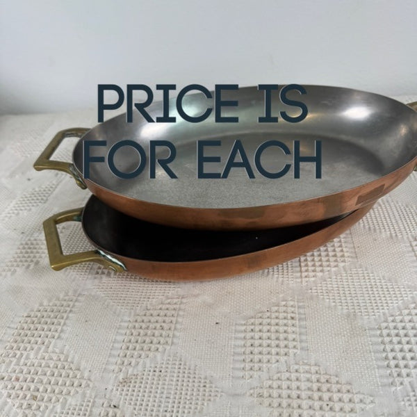 Paul Revere Limited Edition Oval Copper Au Gratin Pan With Brass Handles c1967