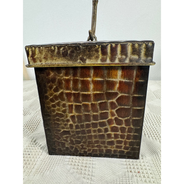 Alligator Textured Metal Storage Box With Lid and Decorative Handle Unique Decor (gently used)