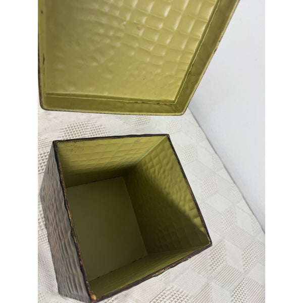 Alligator Textured Metal Storage Box With Lid and Decorative Handle Unique Decor (gently used)