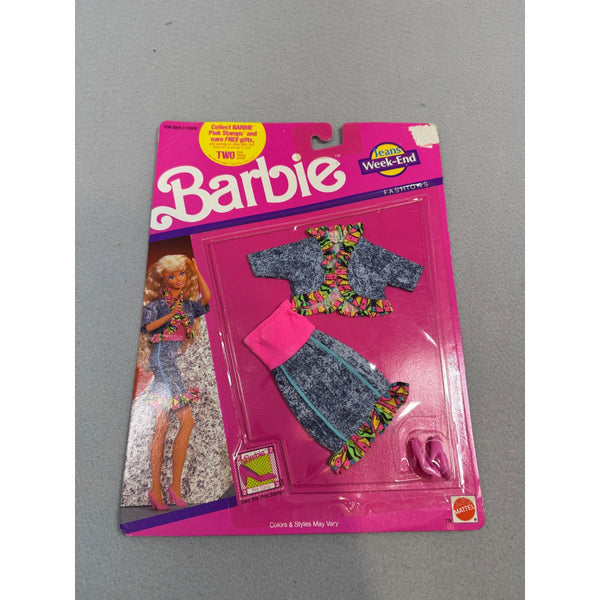 Barbie Jeans Week End Fashions Doll Outfit Pink Stamp Club Carded 1990s NWB