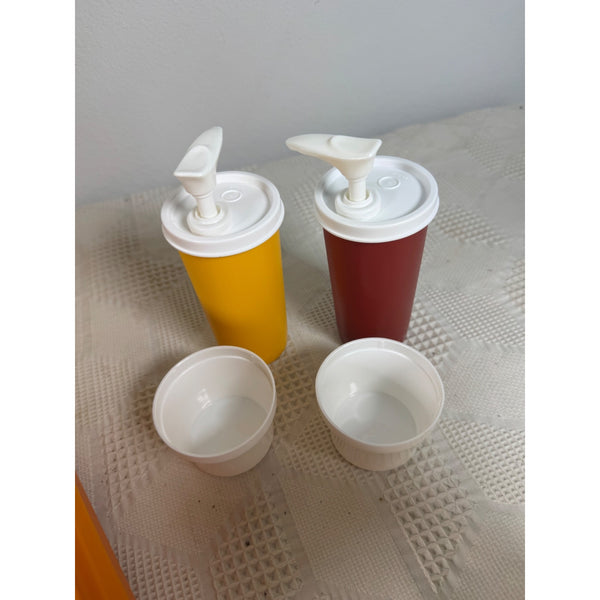 Vintage Tupperware Picnic Set w Containers and Carrying Bags 1980s Starburst NEW