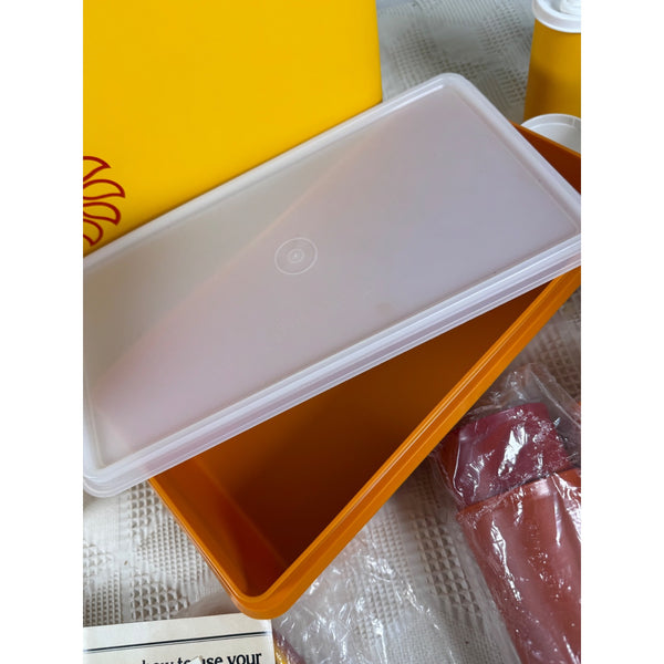 Vintage Tupperware Picnic Set w Containers and Carrying Bags 1980s Starburst NEW