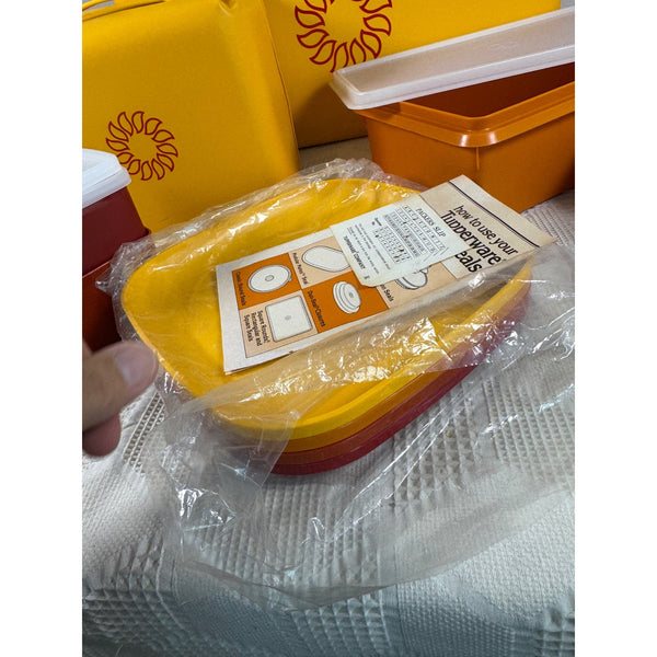 Vintage Tupperware Picnic Set w Containers and Carrying Bags 1980s Starburst NEW