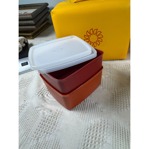 Vintage Tupperware Picnic Set w Containers and Carrying Bags 1980s Starburst NEW