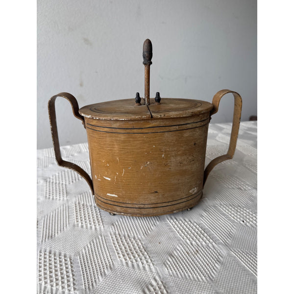 Antique 1800s Metal Egg Coddler Boiler with Lift Out Tray and Double Hinged Lid