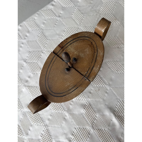 Antique 1800s Metal Egg Coddler Boiler with Lift Out Tray and Double Hinged Lid