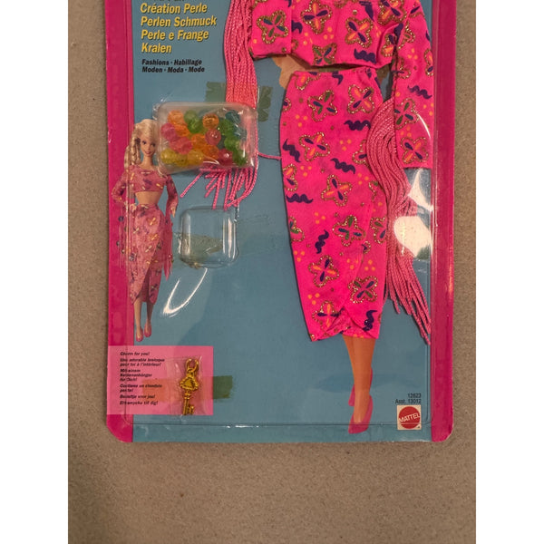 Barbie Bead Fun Fringe Fashion Doll Outfit Mattel Vintage 1994 Pink Beaded Dress