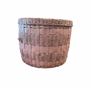 Vintage Pink Basket With Lid white background