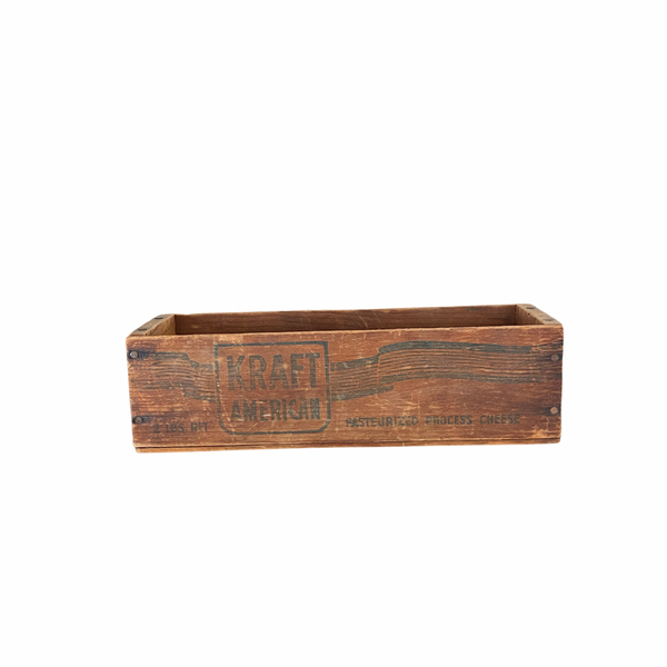 Antique Kraft wooden cheese box, less dark side.