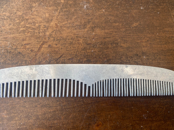 Vintage Aluminum Hair Comb Pocket Comb Embossed