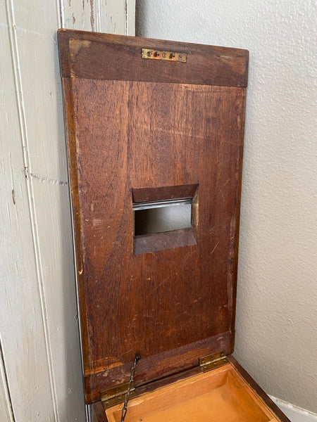 Vintage Antique Wooden British English Cash Register Till Cardiff UK Bell Under Lid