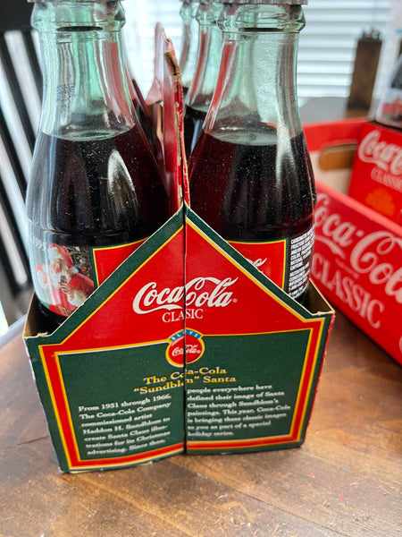 Coca Cola Christmas 1995 Full Flat Of 24 Bottles side of six pack