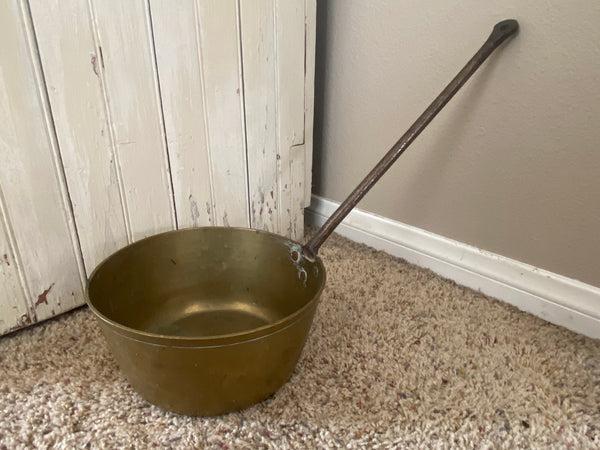 Antique 1800s French Brass and Cast Iron Cooking Pot Sauce Pan