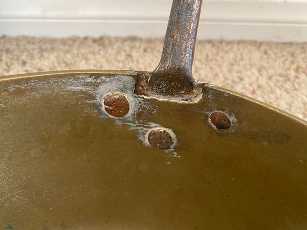 Antique 1800s French Brass and Cast Iron Cooking Pot Sauce Pan Rivets