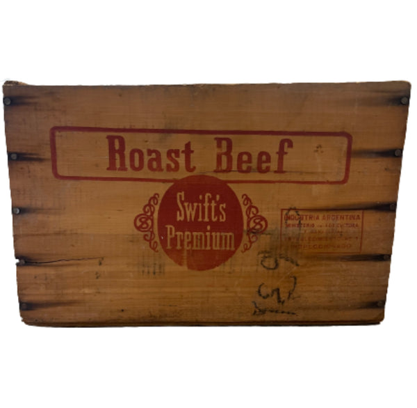 Vintage Swifts premium roast beef crate white backgtound