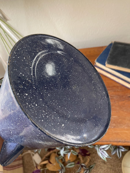 Large antique blue graniteware coffee pot bottom