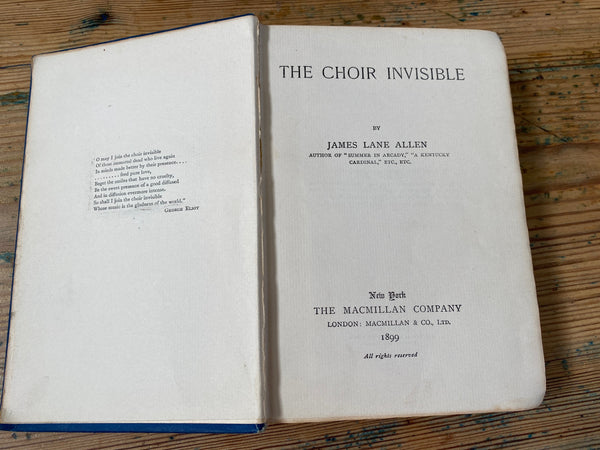 1899 The Choir Invisible title page