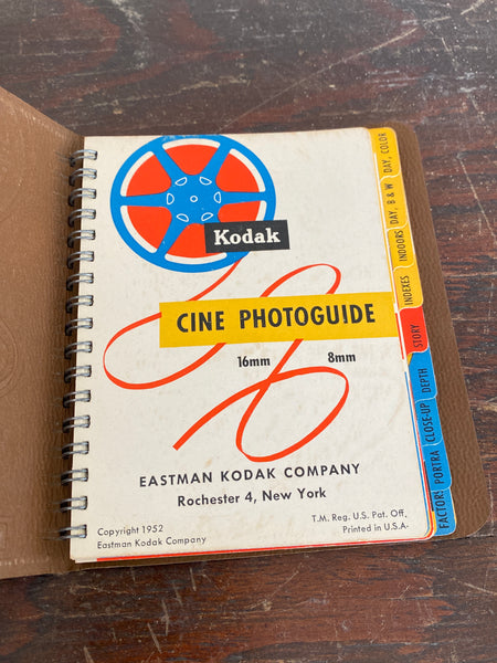 Vintage Kodak photoguide set, first page of cine photoguide.
