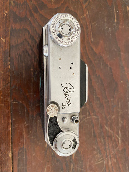 Vintage Kodak Retina 11a camera, top view of camera.