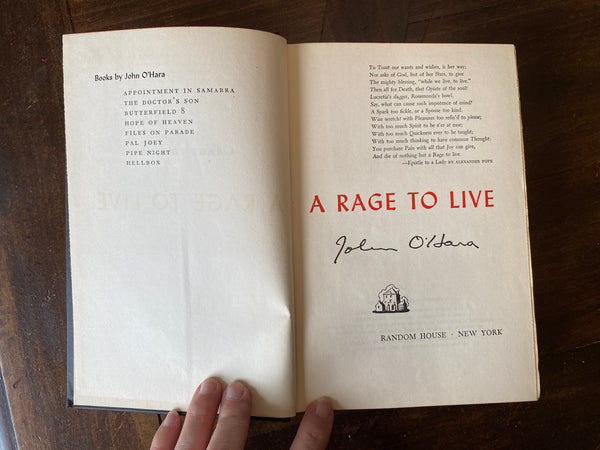 1949 A Rage To Live By Jack OHara title page
