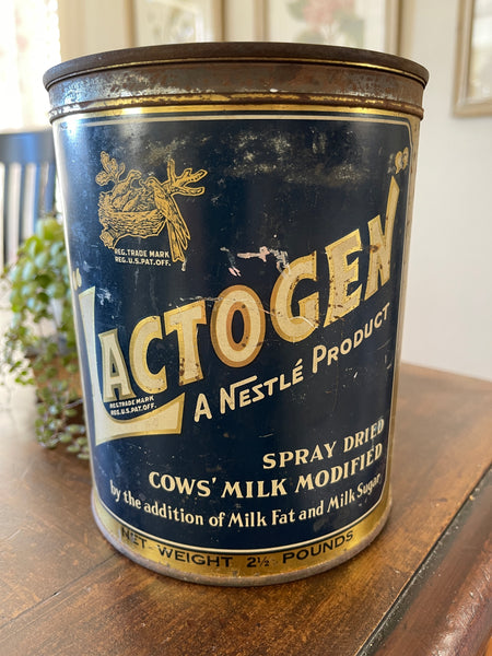 Vintage Lactogen Collectible Advertising Tin 2.5 Pound front label closeup
