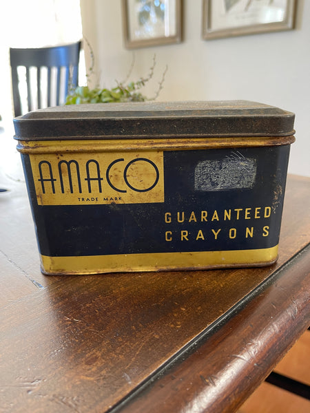 Vintage Amaco Dustless Blackboard Crayon Tin guranteed