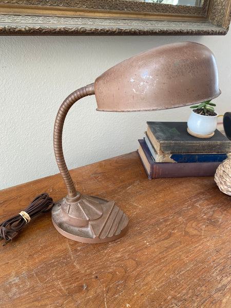 Vintage Richlite Goose Neck Desk Lamp Side