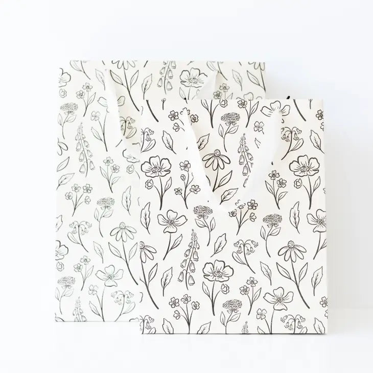 Ivory Pressed Floral Gift Bag