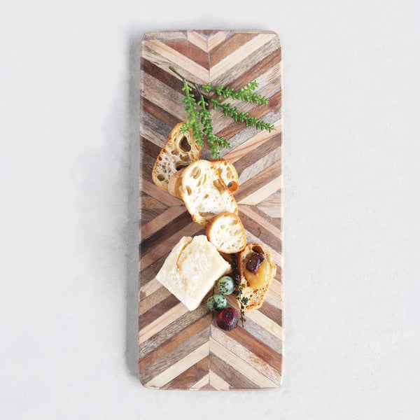 Wood Cheese/Cutting Board with Chevron Pattern display