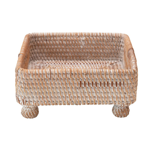 Hand-Woven Rattan Napkin Holder, Whitewashed