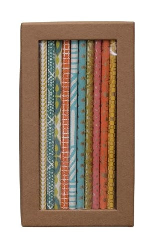 Handmade Paper Wrapped Wood Pencils in Kraft Box