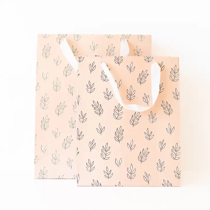 Pink Boho Leaves Gift Bag