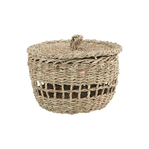 Hand Woven Seagrass Basket with Lid